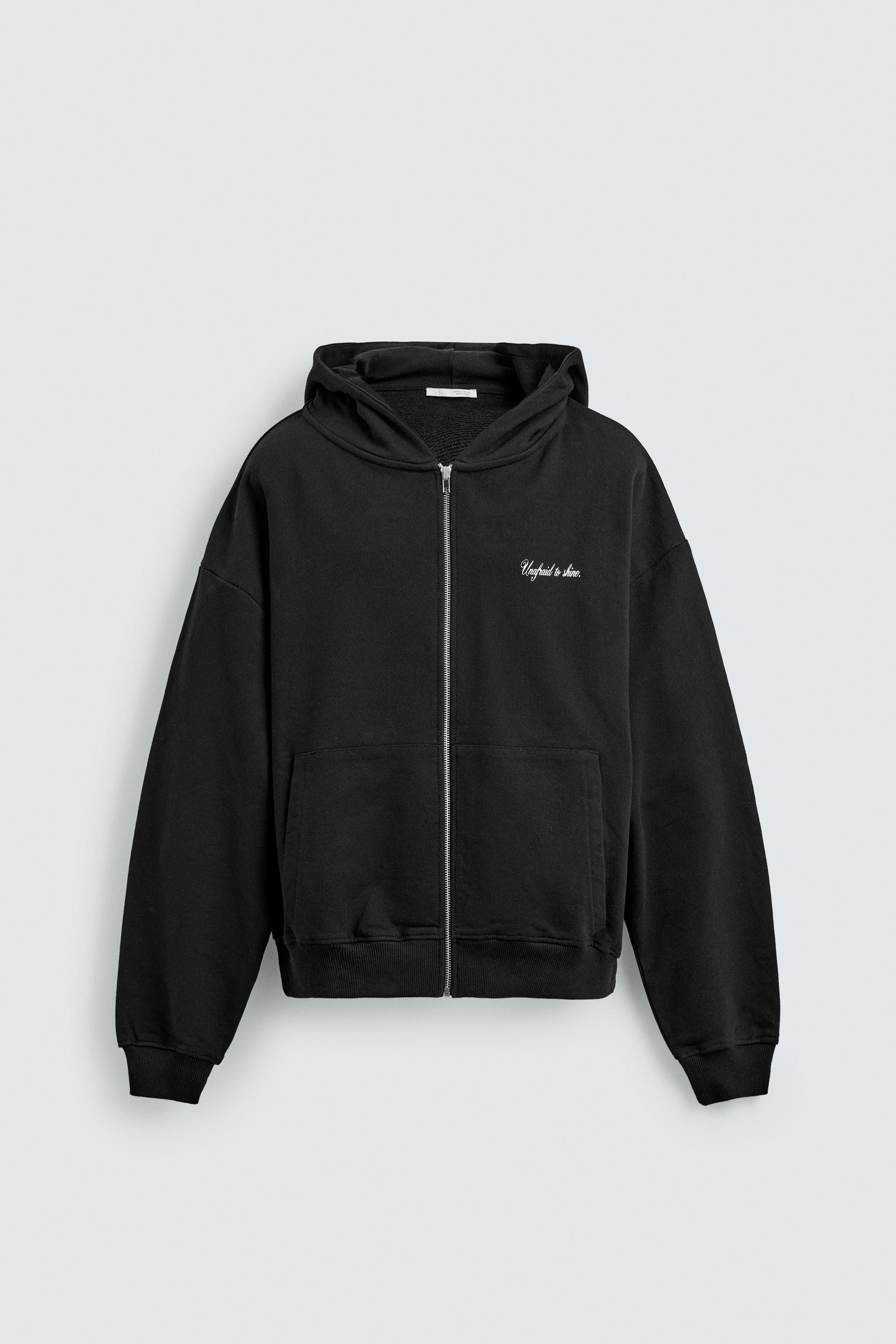 CROPPED FIT HOODIE WITH TEXT PRINTS